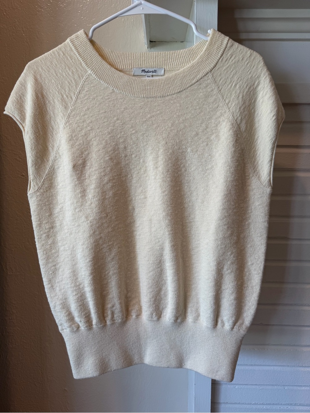 Madewell NWT Ivory Cotton Blend Cap Sleeve Sweater Top XXS